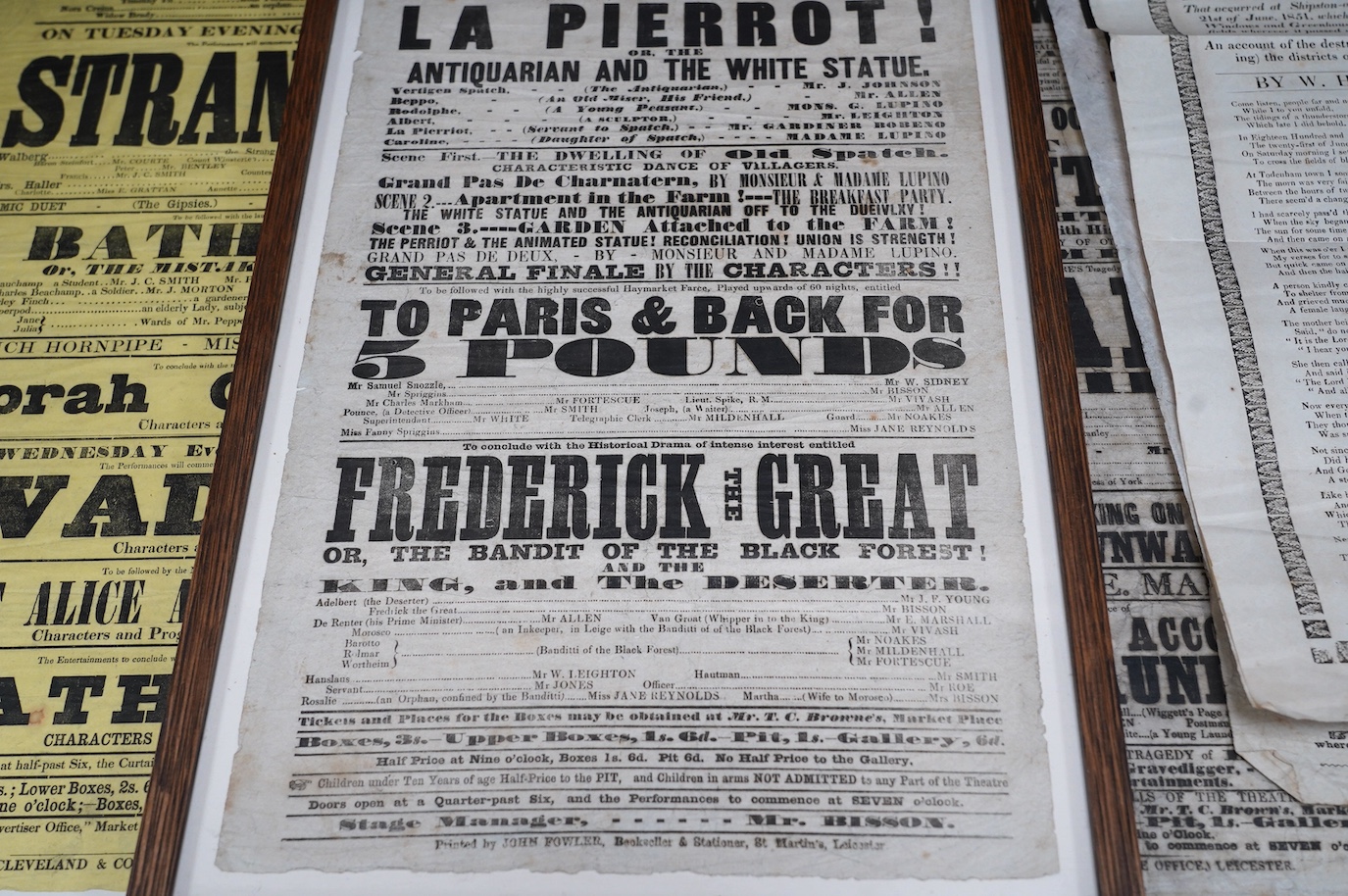 Four framed 19th century theatre bills and four unframed. Condition